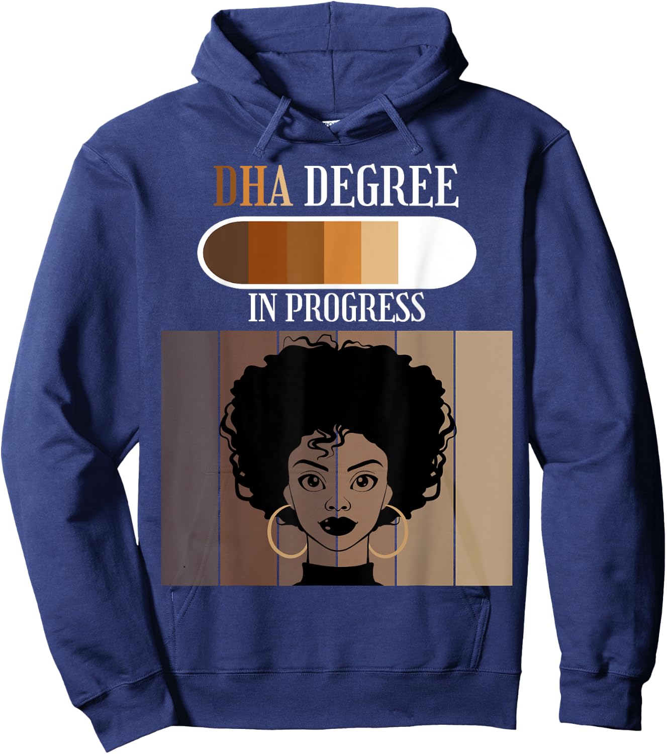 DHA In Progress Doctoral Candidate Student Black Afro Hoodie - Hoodie | Navy