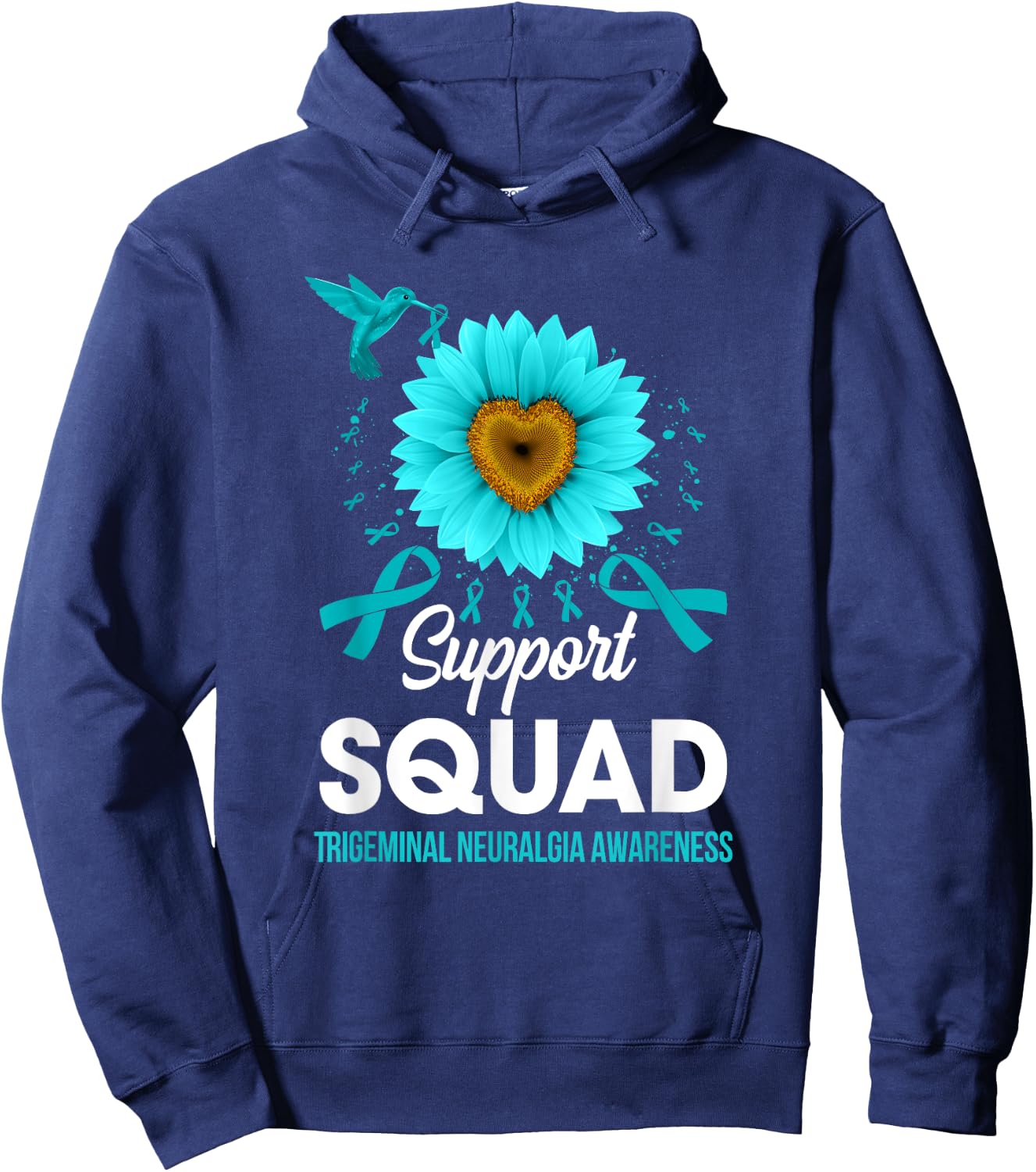 Support Squad Trigeminal Neuralgia Awareness Hummingbird Hoodie - Hoodie | Navy