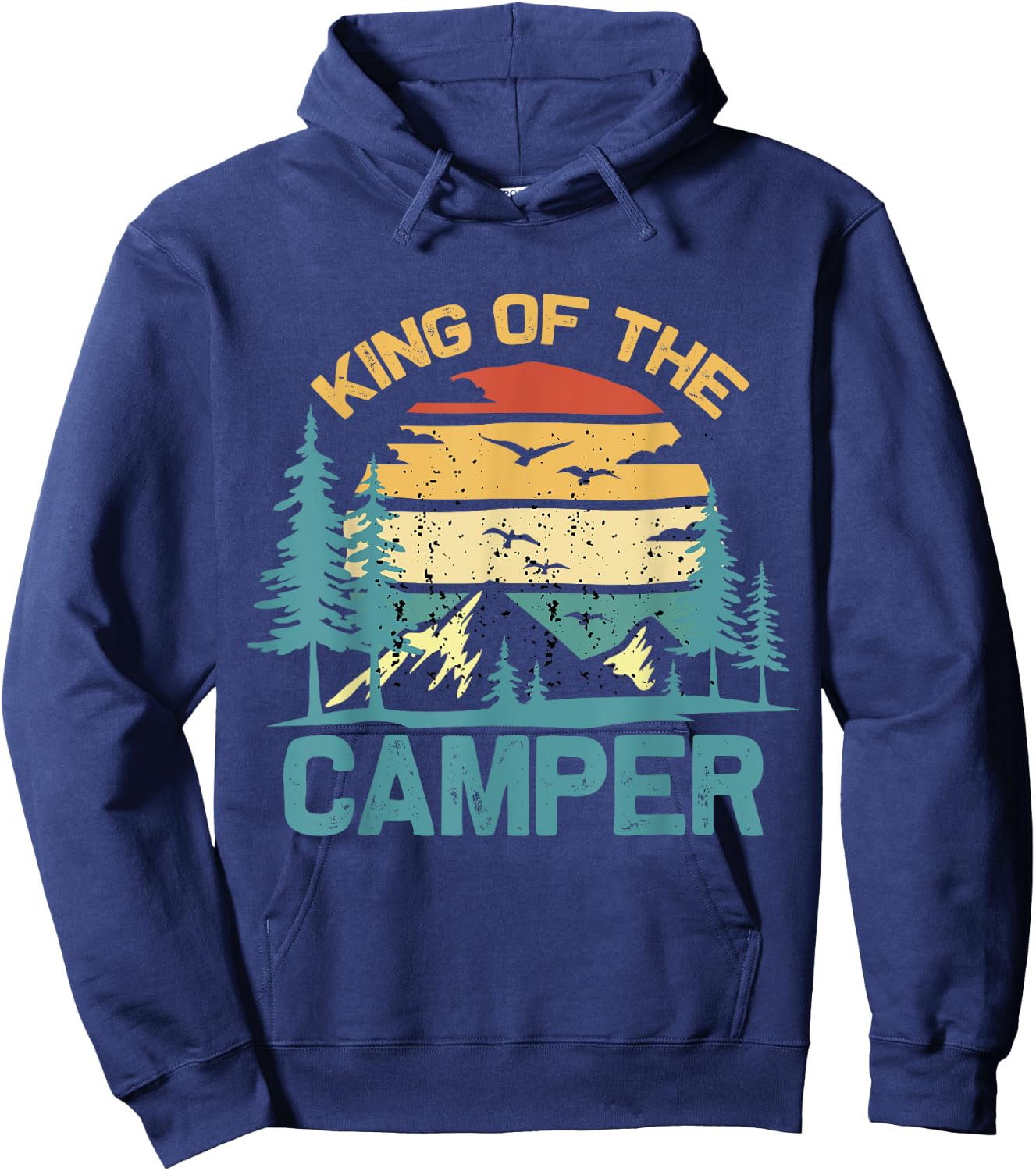 King of the Camper Retro Vintage Camping Travel Hoodie - Hoodie | Navy