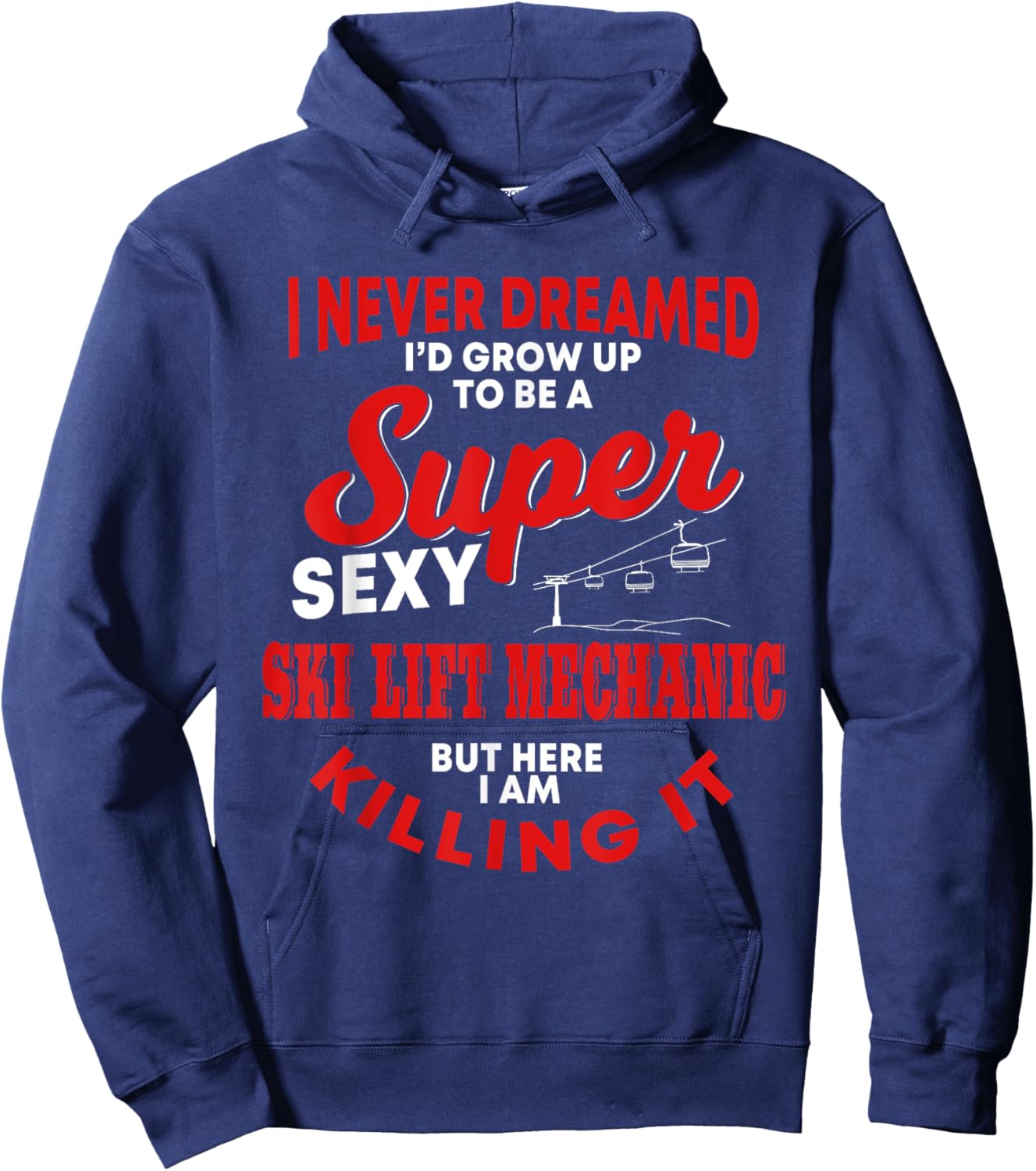 Funny Ski Lift Mechanic Costume Skiing Chairlift Cable Car Hoodie - Hoodie | Navy