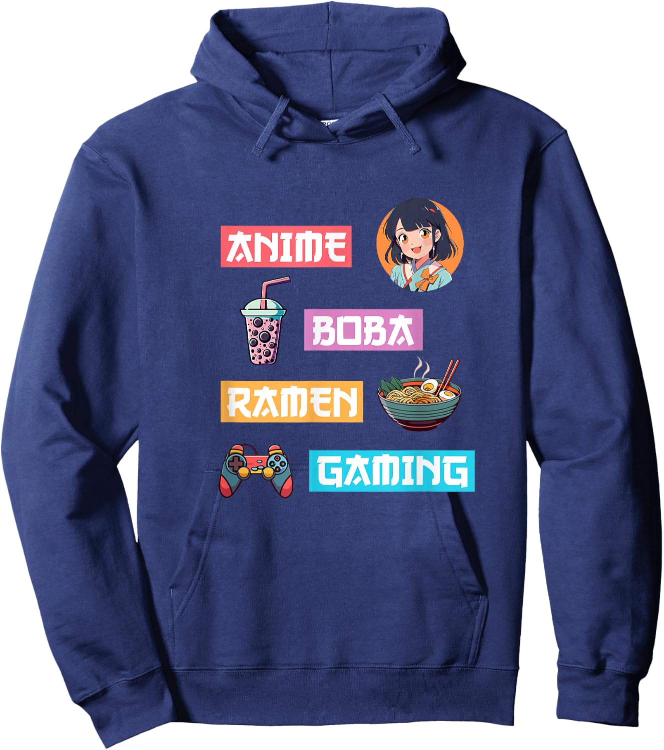 Anime Ramen Boba Gaming - Kawaii Anime Lover Video Gamer Tea Hoodie - Hoodie | Navy