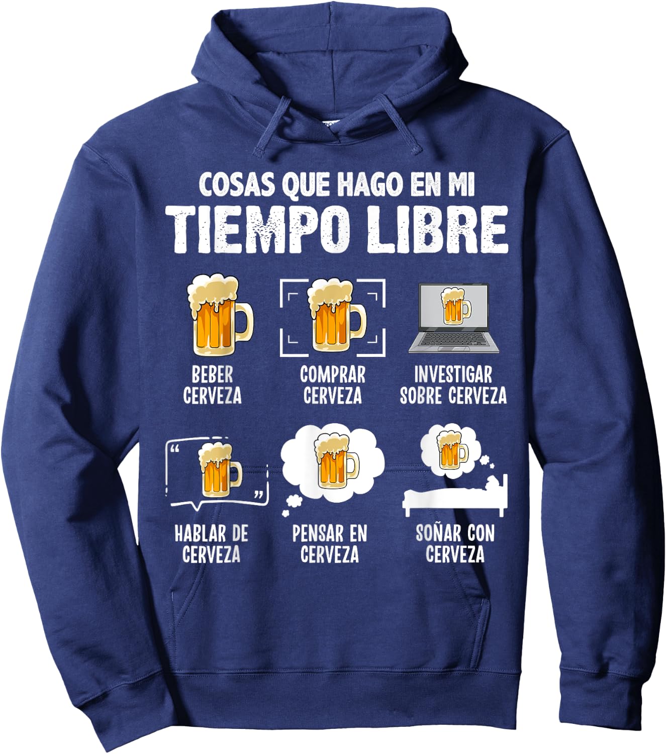 Camiseta Divertida Cerveza Cosas Que Hago Tiempo Libre Hoodie - Hoodie | Navy
