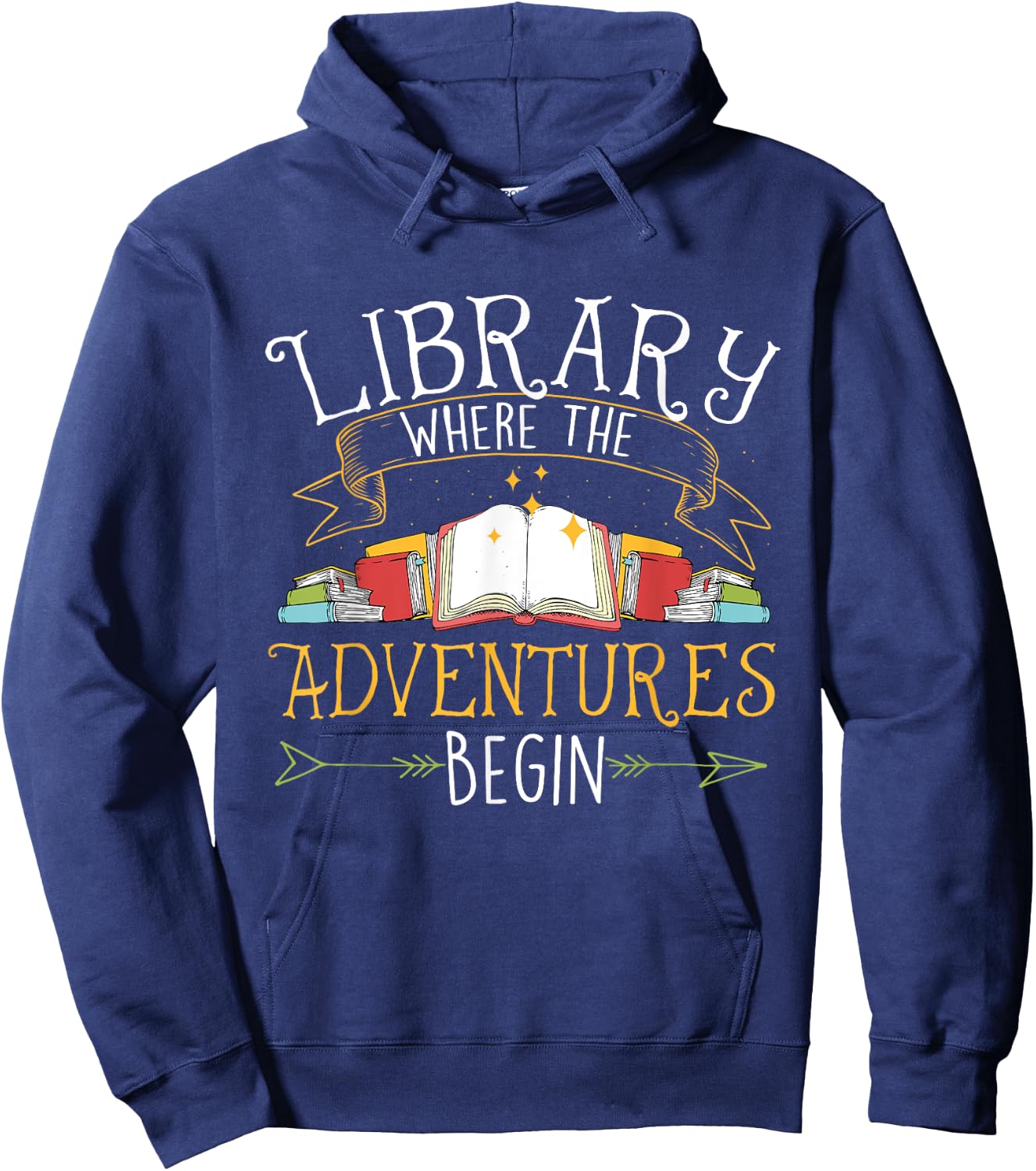 Library Where The Adventures Begin - Librarian Book Reader Hoodie - Hoodie | Navy