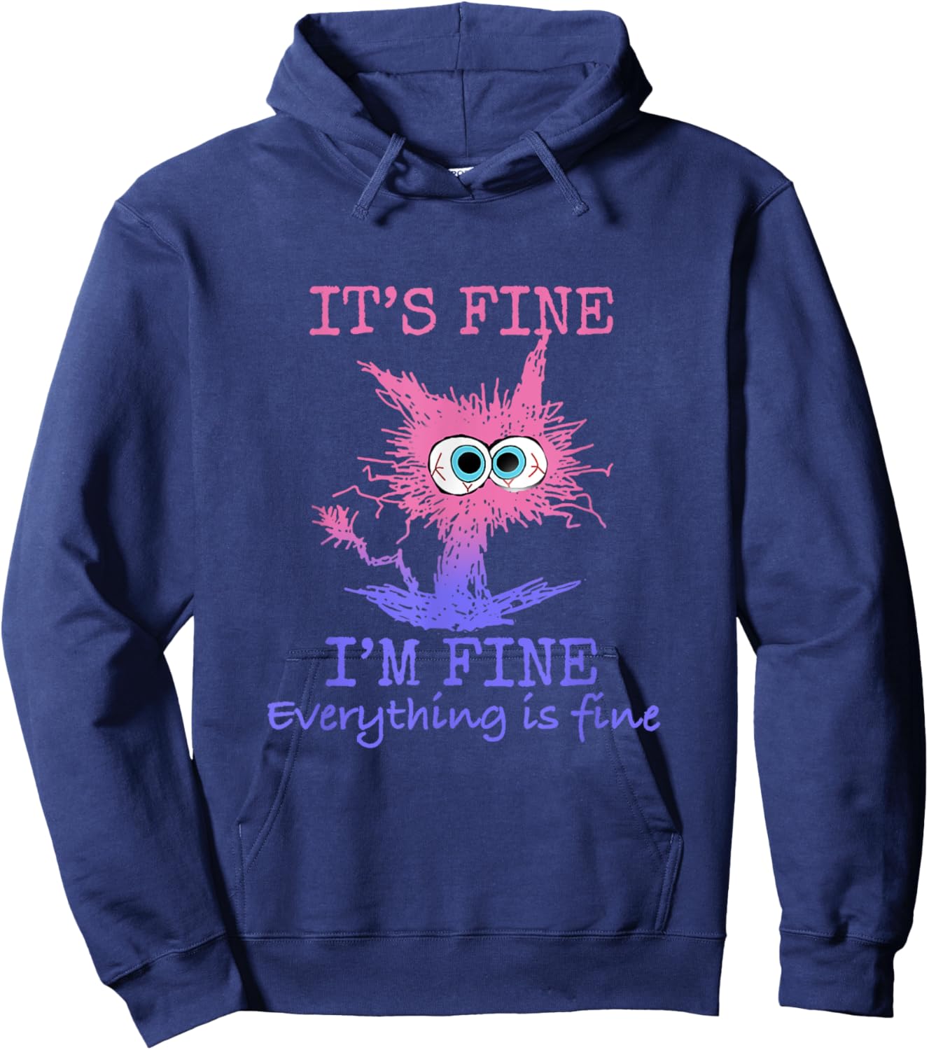 Funny Cat Test Day It's Fine I'm Fine Everything is Fine Women Kids Hoodie - Hoodie | Navy