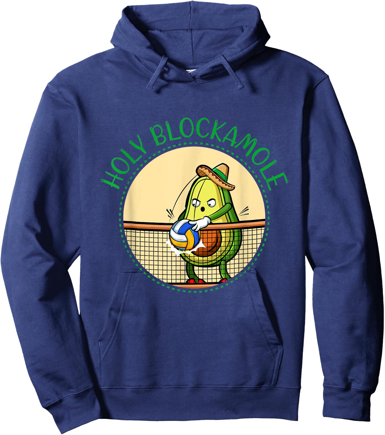 Volleyball Avocado Holy Blockamole Player Block Training Fun Hoodie - Hoodie | Navy
