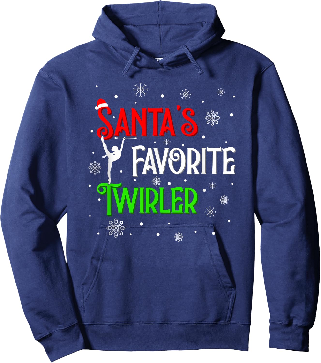 Santa's Favorite Twirler Christmas Baton Twirling Hoodie - Hoodie | Navy