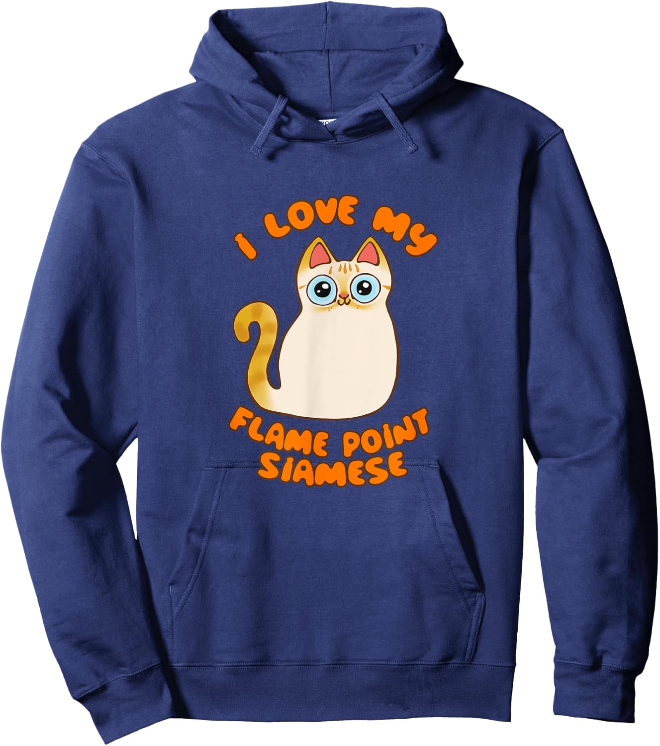 I Love My Flame Point Siamese Cat Cute Cartoon Kitty Kawaii Women Kids Hoodie - Hoodie | Navy