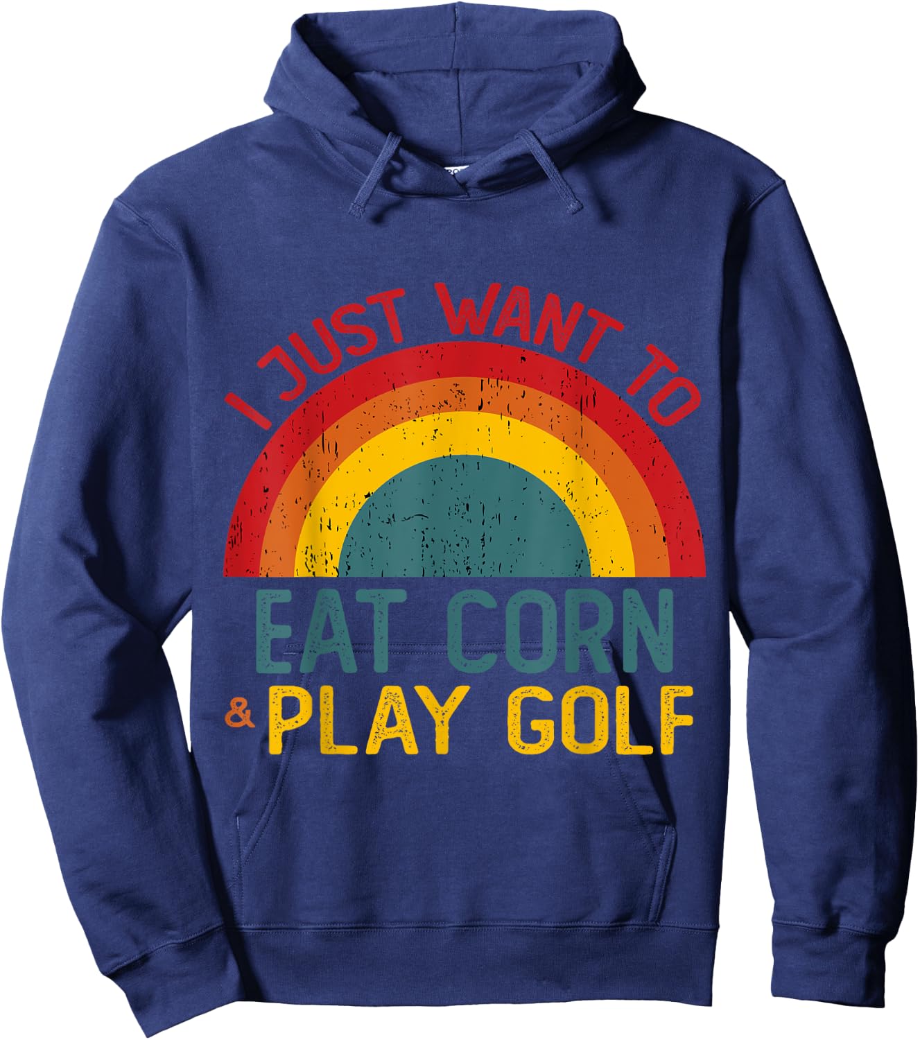 Funny I just want to eat corn and Play Golf Christmas Hoodie - Hoodie | Navy