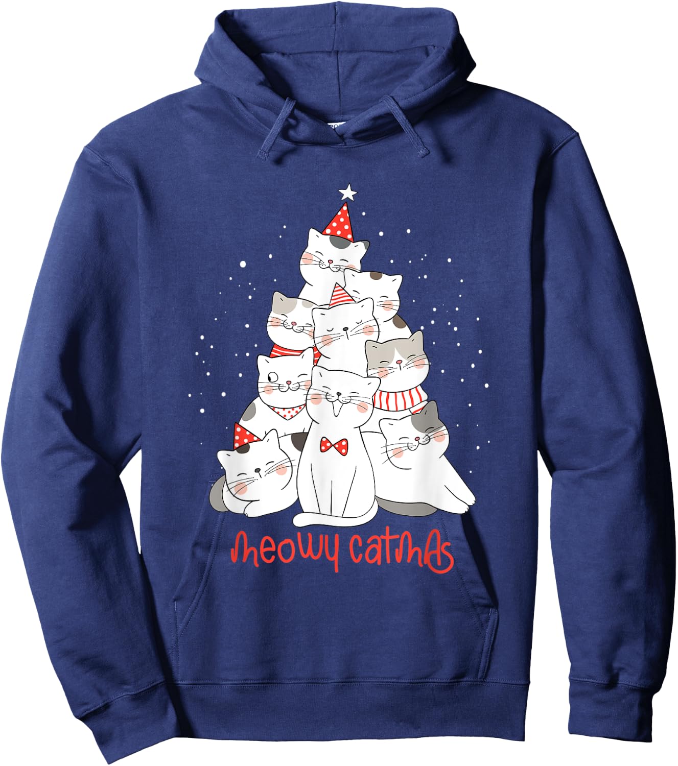 Cat Kitten meowy catmas Xmas Santa Claus Christmas Cats Hoodie - Hoodie | Navy
