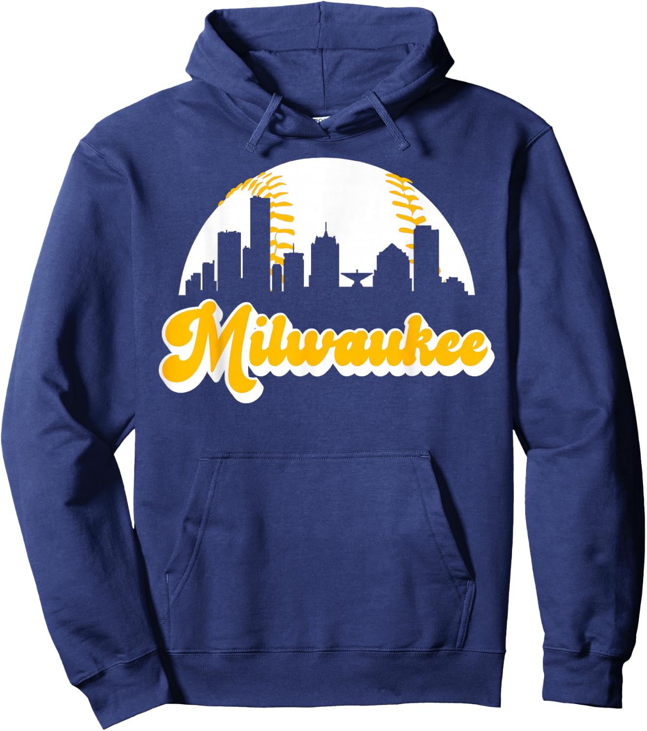 Vintage Milwaukee Wisconsin Cityscape Baseball Skyline Merch Hoodie - Hoodie | Navy