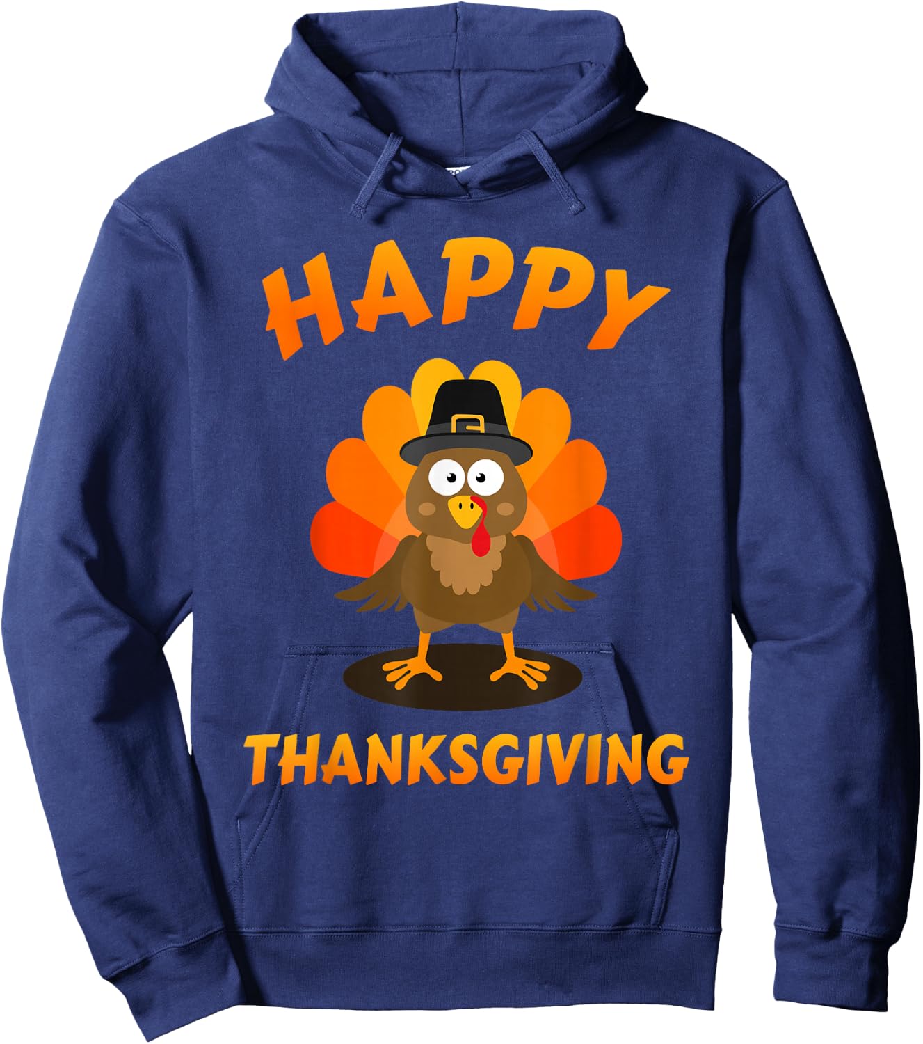Happy thanksgiving with cute turkey for holiday season Hoodie - Hoodie | Navy