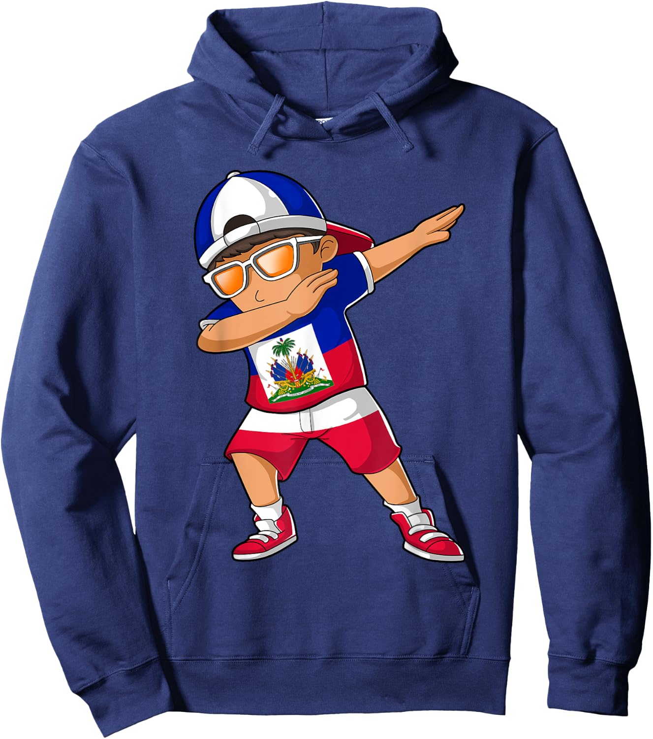 Half Haitian Half Polish Boy Haiti Poland Flag Hoodie - Hoodie | Navy