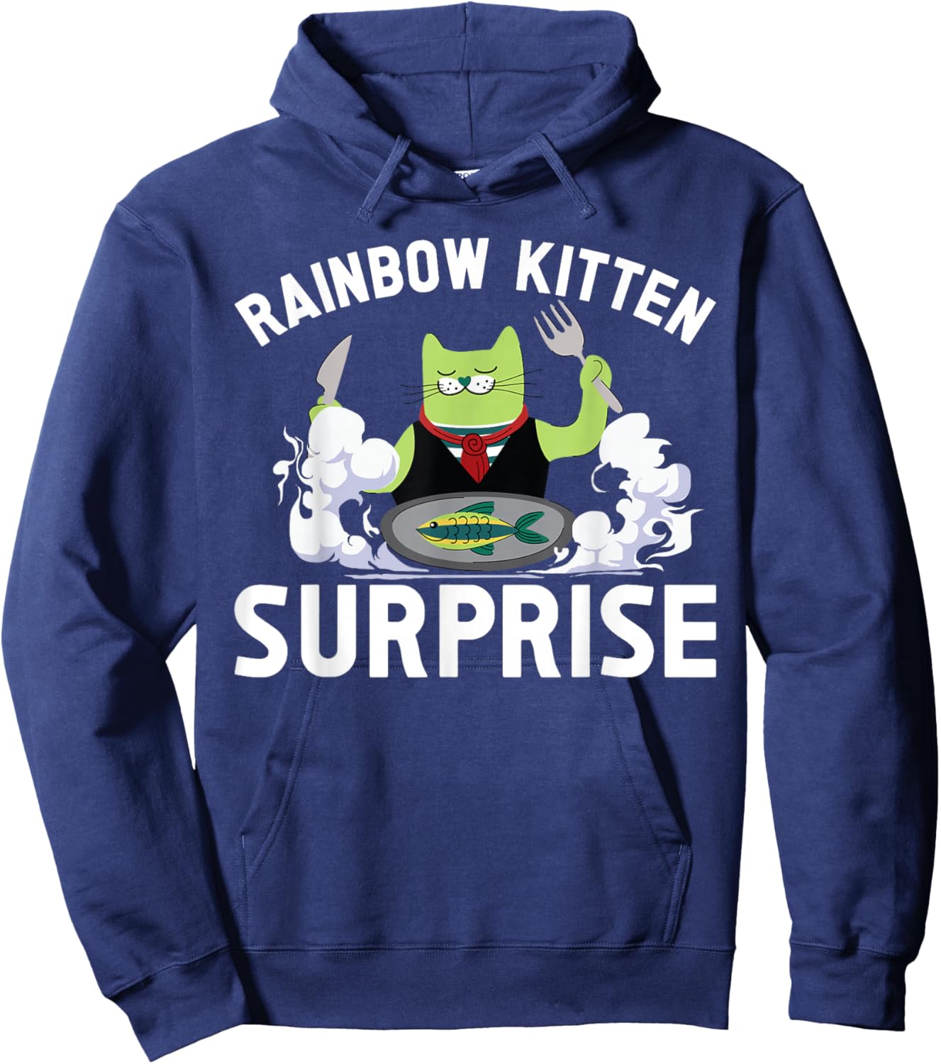 Cats Rainbow Kitten Surprise Cute Eat Retro Animals Vintage Hoodie - Hoodie | Navy