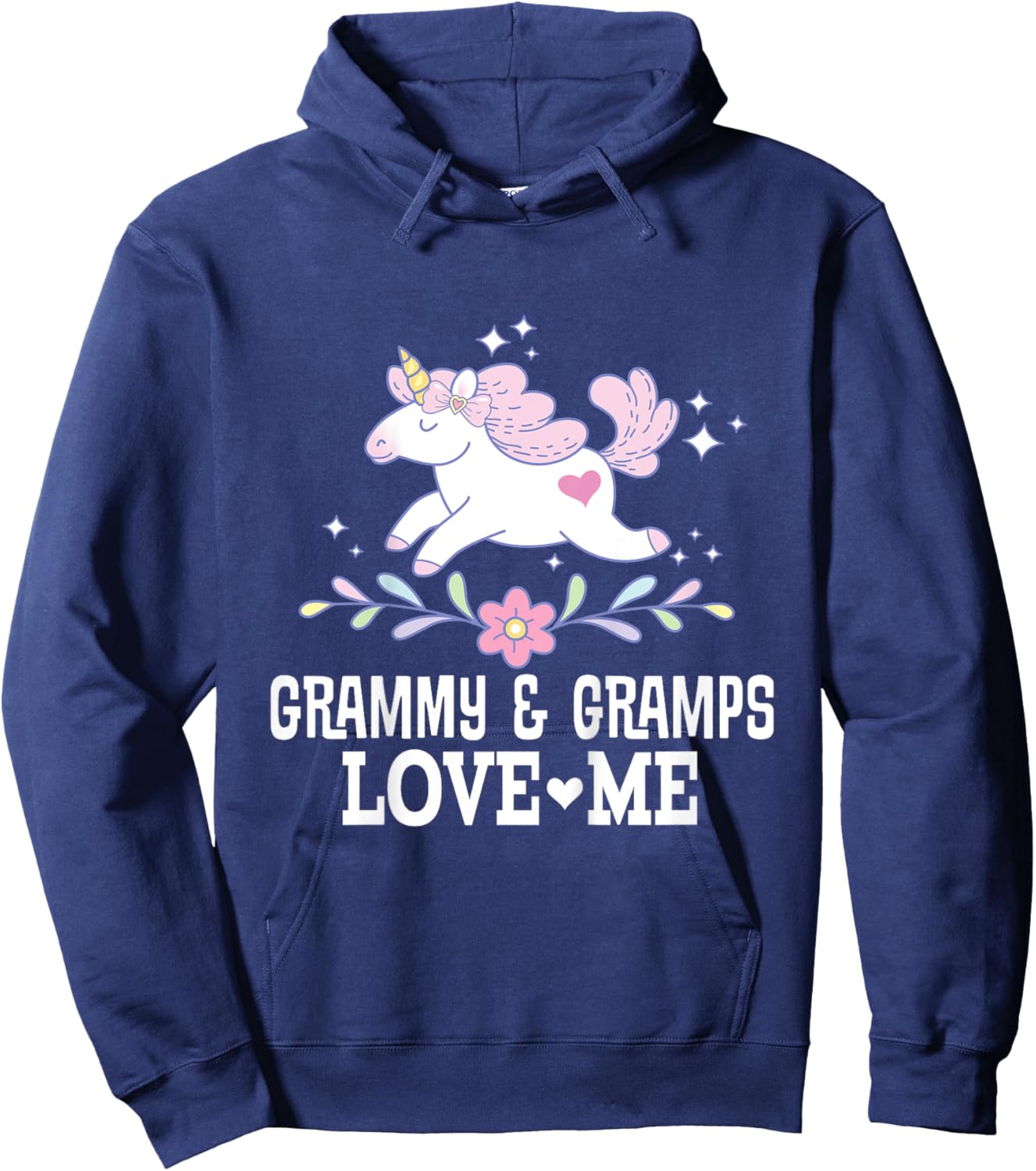Grammy and Gramps Love Me Grandchild Unicorn Hoodie - Hoodie | Navy