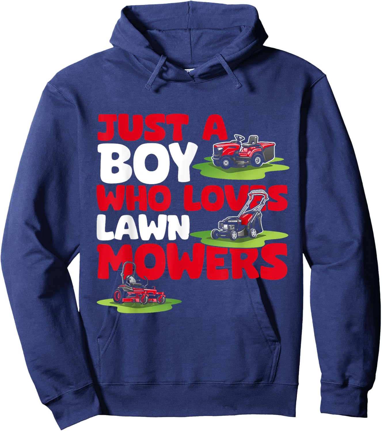 Just a Boy Who Loves Lawn Mowers Lawn Mowing Lover for Kids Hoodie - Hoodie | Navy