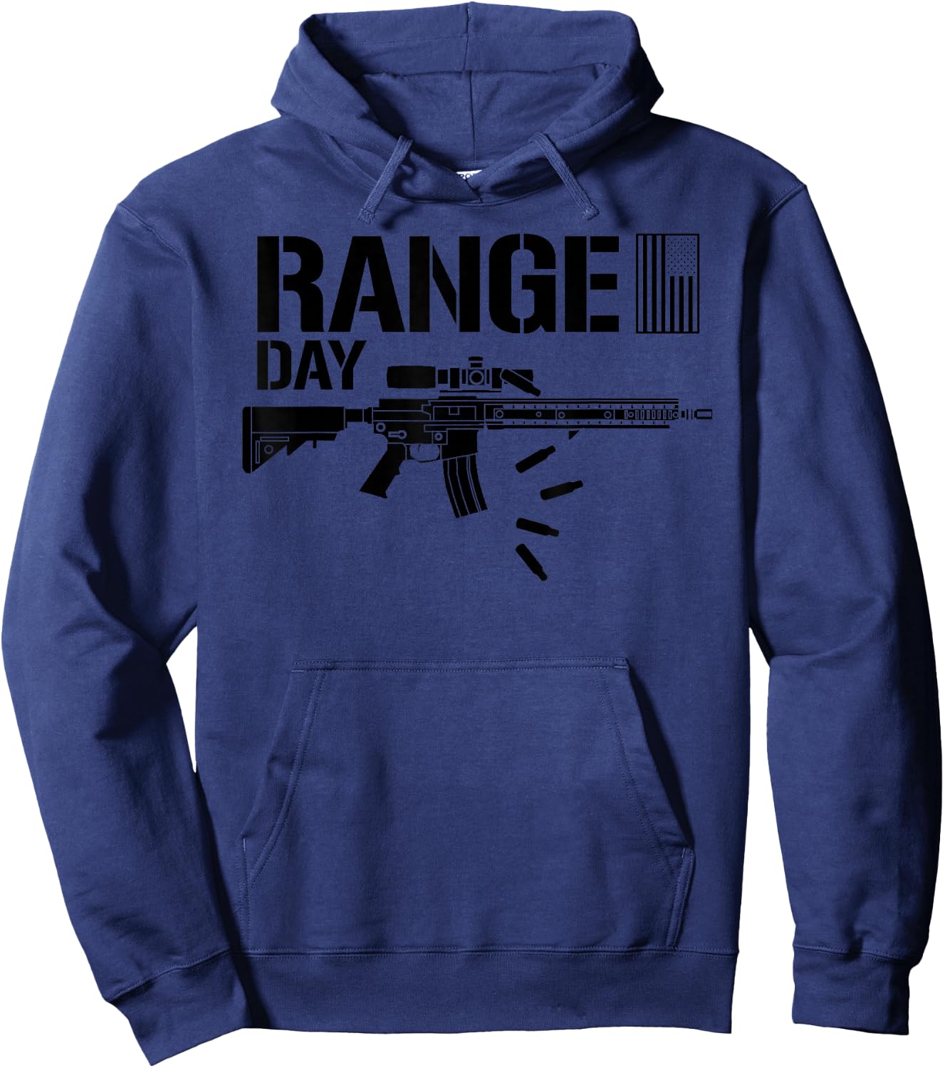 Military Rifle Range Day American Flag Bullet Semi Automatic Hoodie - Hoodie | Navy