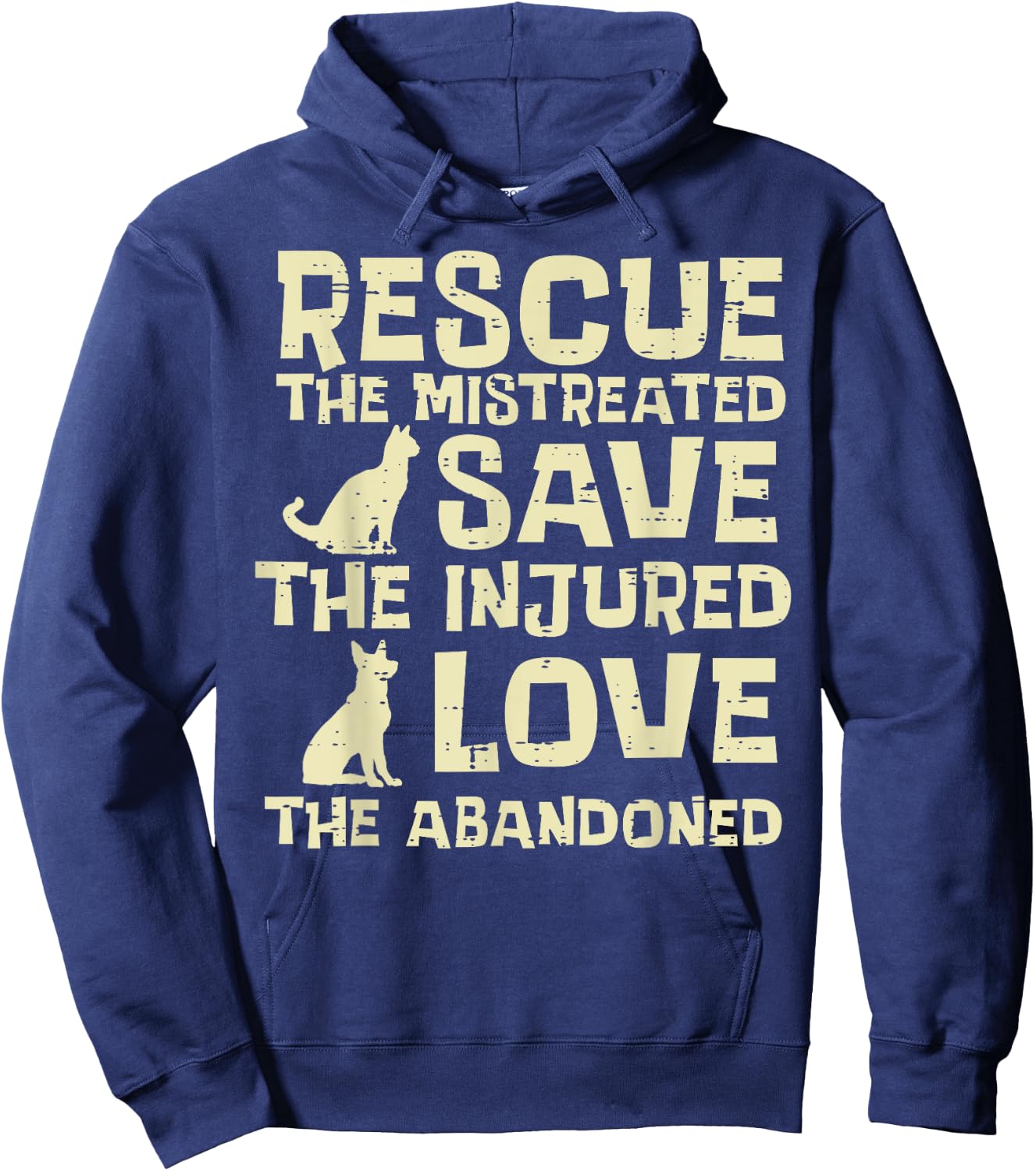 Rescue Mistreated Save Love Dog Cat Animal Pet Men Women Kid Hoodie - Hoodie | Navy
