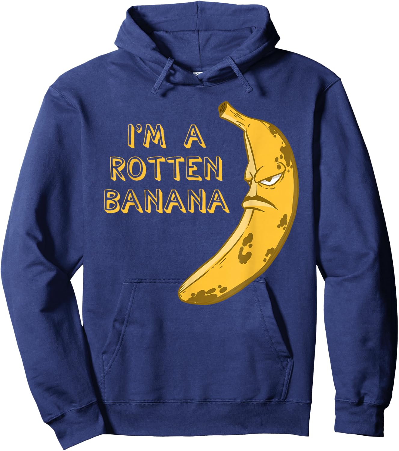 Banana Rotten Brown Frowning Face Fruit Lover Hoodie - Hoodie | Navy