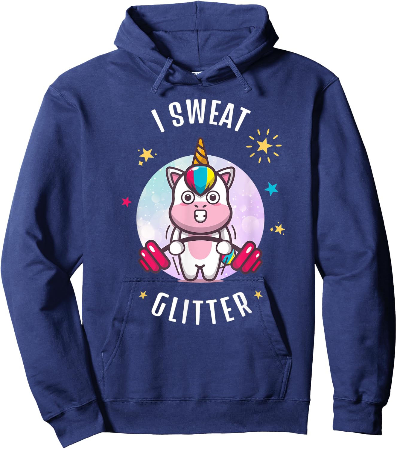I Sweat Glitter - Funny Unicorn Sassy Fitness Workout Hoodie - Hoodie | Navy