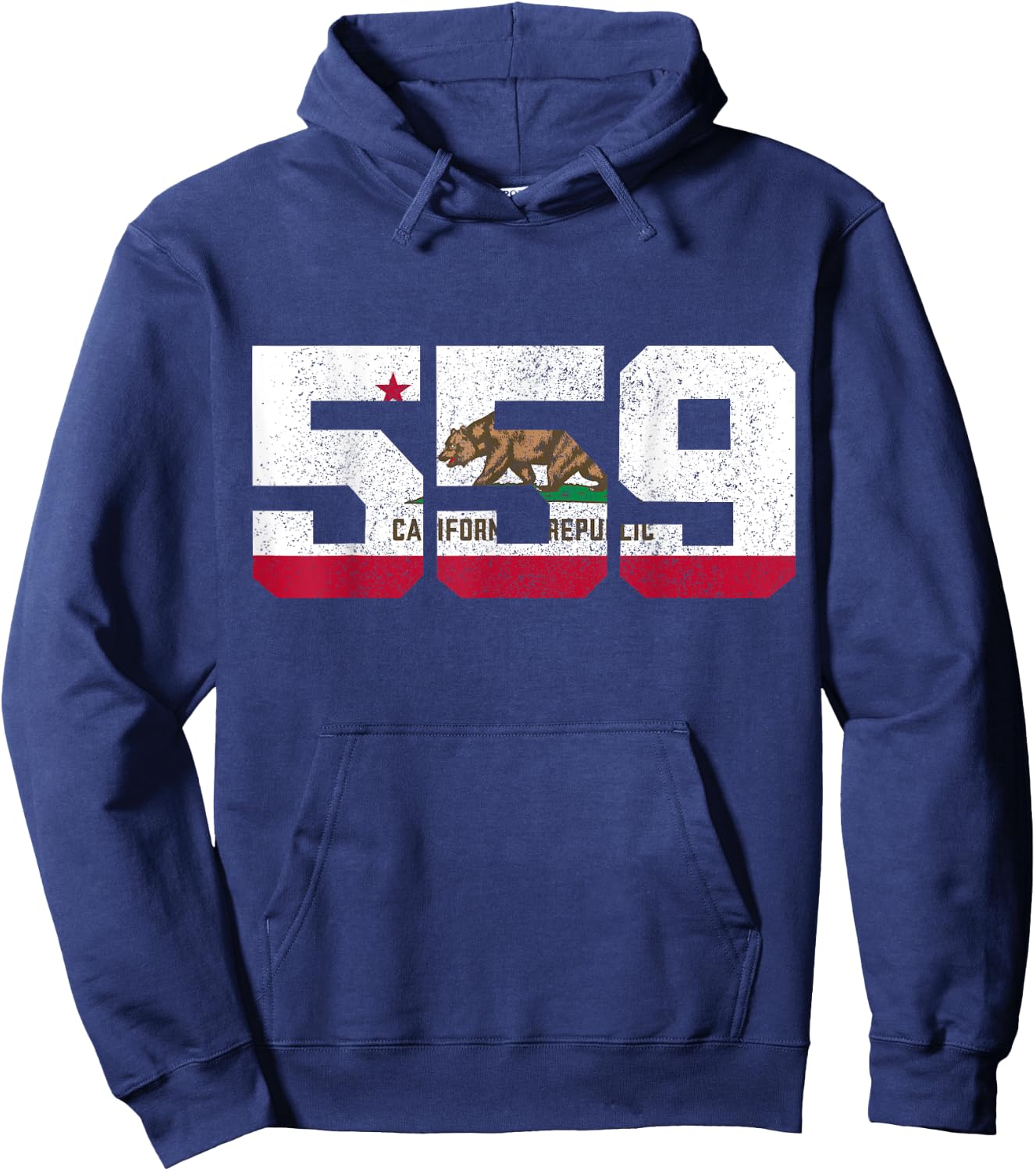 Fresno California 559 Area Code Pride Vintage Flag Hoodie - Hoodie | Navy
