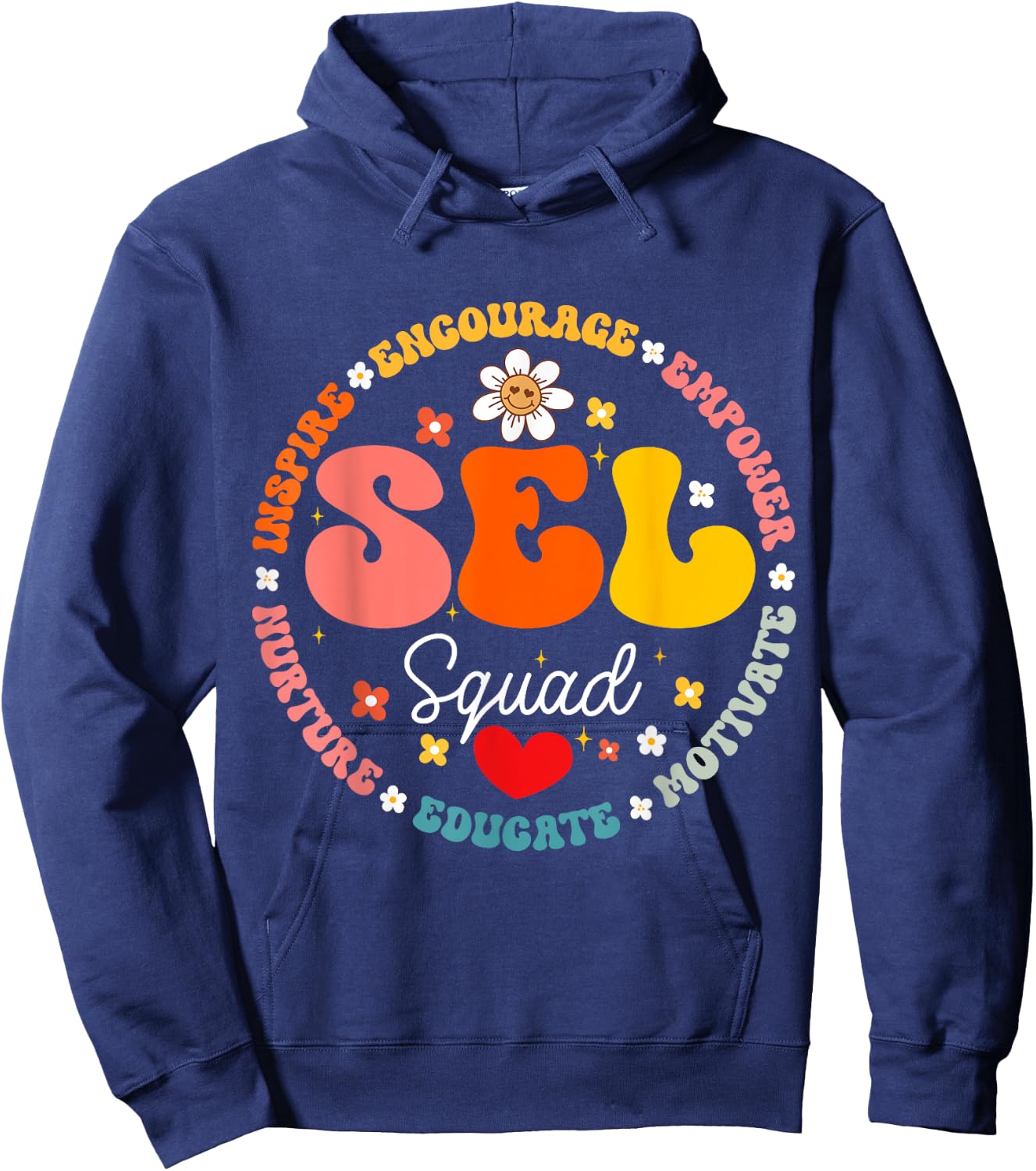 Groovy Social Emotional Learning Teacher SEL Squad Hoodie - Hoodie | Navy
