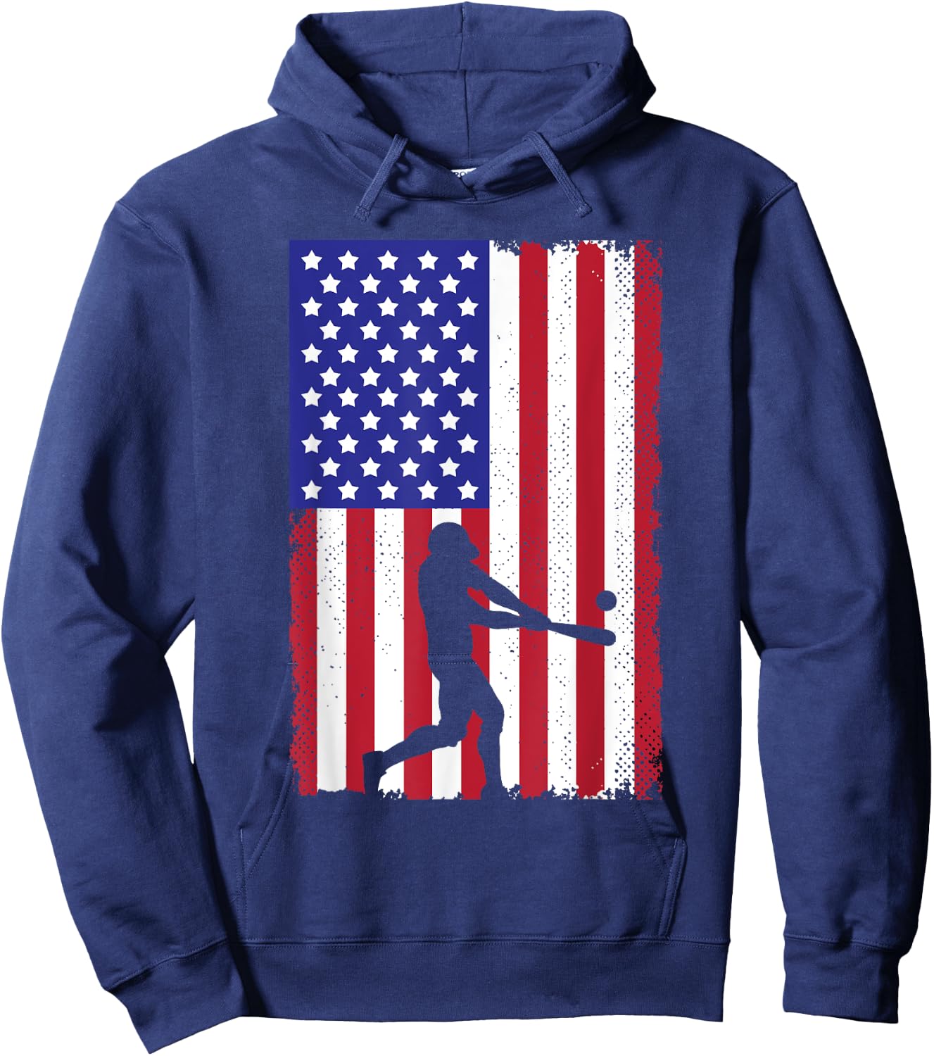 Cool Baseball Women Boys USA Player US American Flag Hoodie - Hoodie | Navy