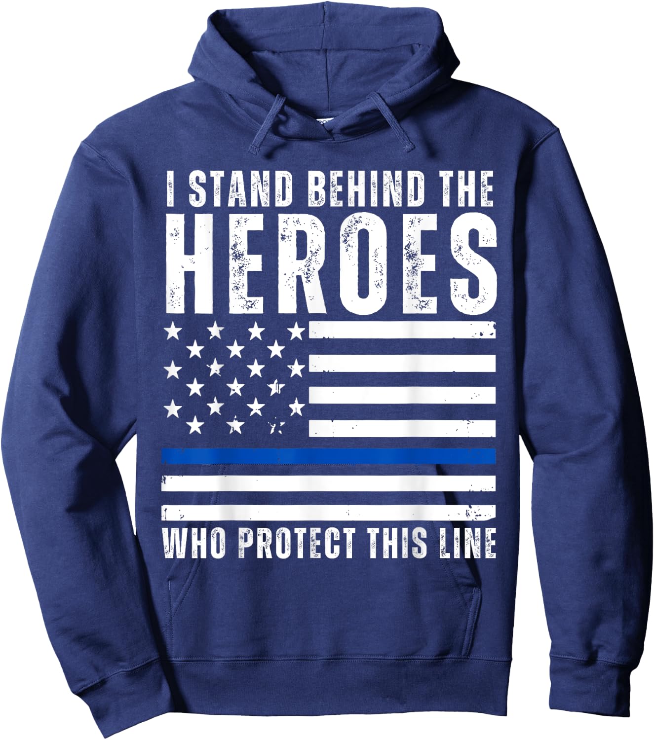 Thin Blue Line American Flag Police Support Blu Lives Matter Hoodie - Hoodie | Navy
