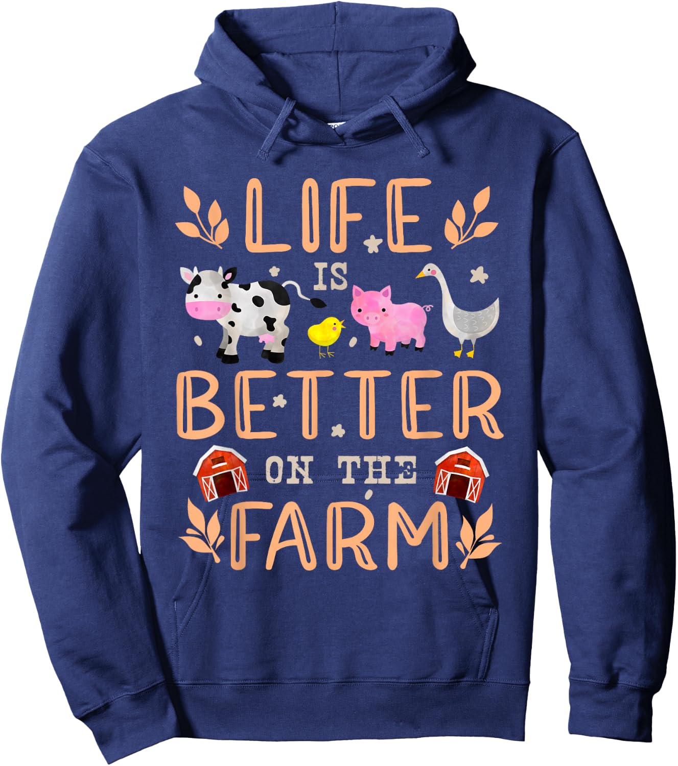 Life Is Better On The Farm Cute Animals Farmer Farming Girl Hoodie - Hoodie | Navy