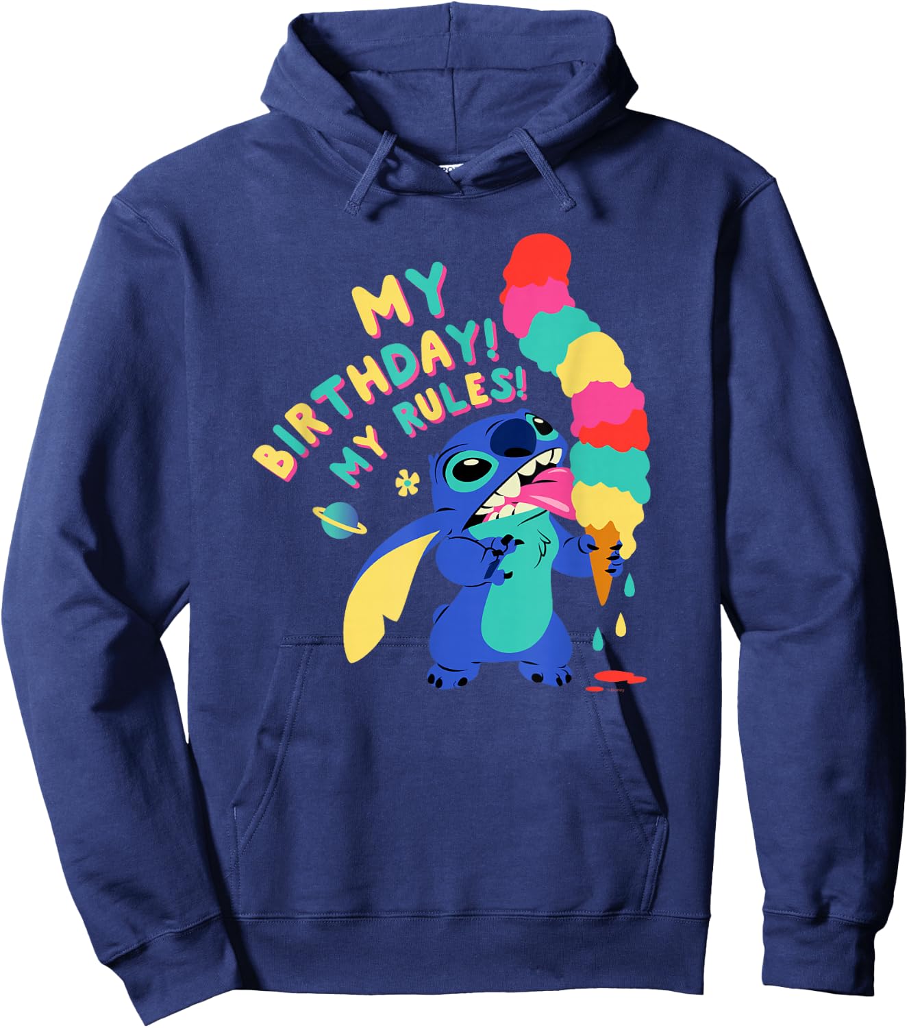 Disney Lilo & Stitch Ice Cream Cone My Birthday! My Rules! Hoodie - Hoodie | Navy