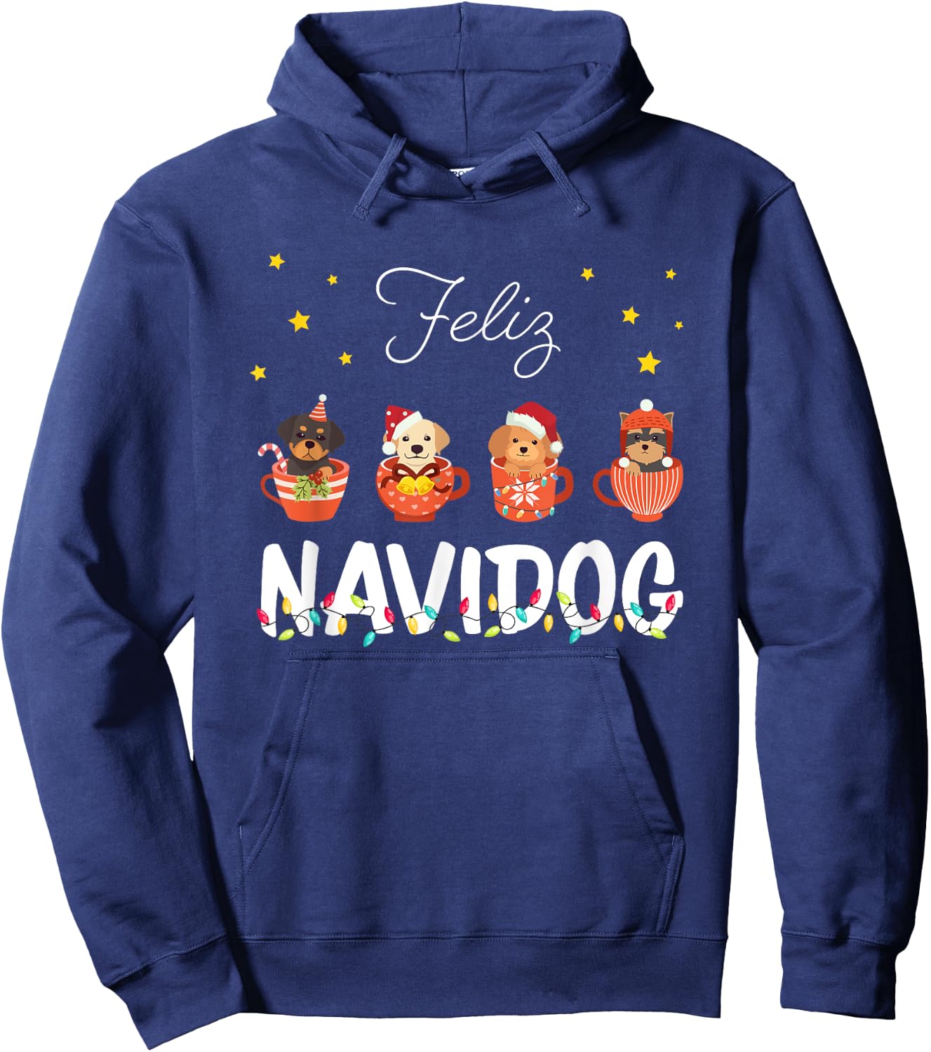 Feliz Navidog Cute Puppy Dogs Feliz Navidad Christmas Men Women Kids Hoodie - Hoodie | Navy