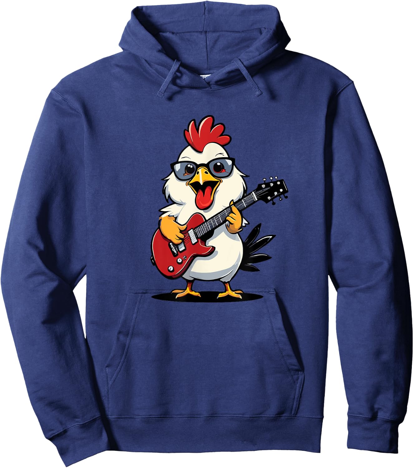 Chicken playing Electric Guitar, Chicken Guitarist Hoodie - Hoodie | Navy