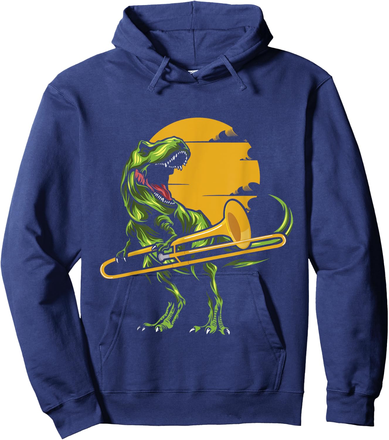 T Rex Trombone Player - Dino Trombonist Jazz Music Lover Hoodie - Hoodie | Navy