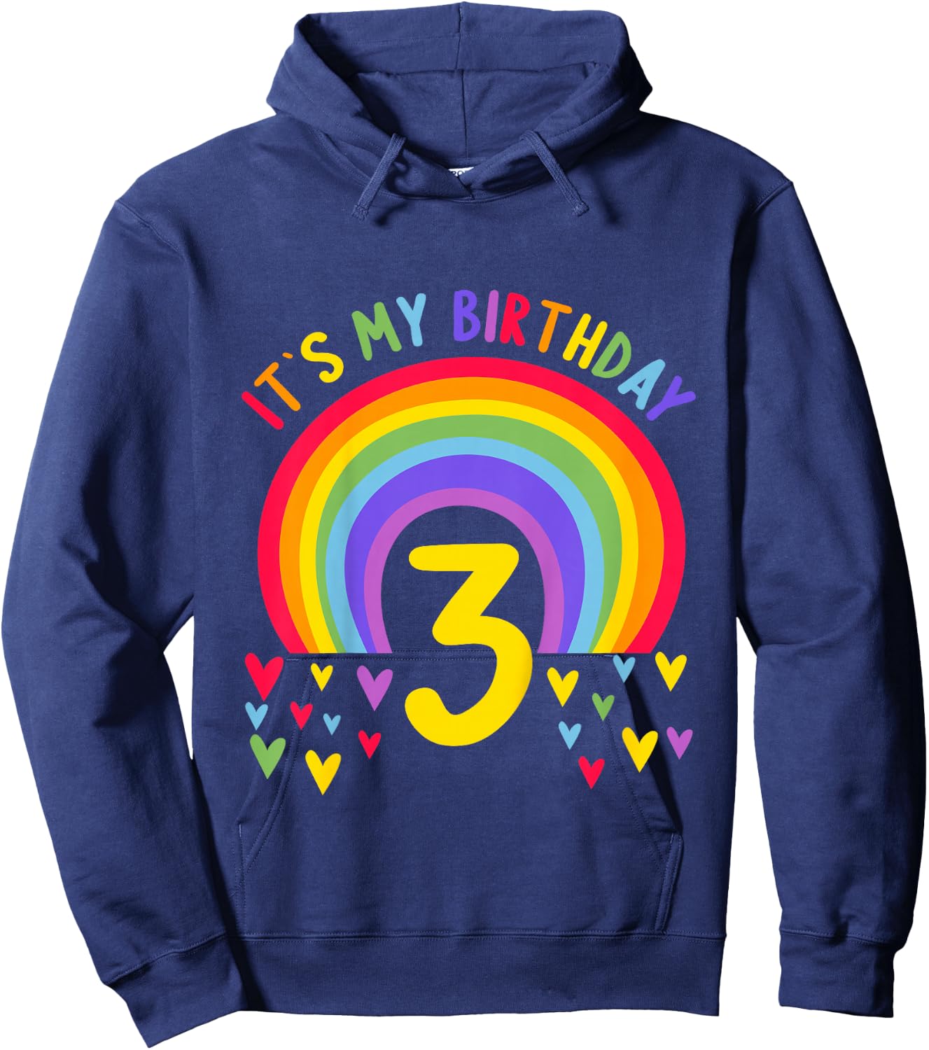 3 Years old 3 birthday outfit Boy girl Rainbow Hoodie - Hoodie | Navy