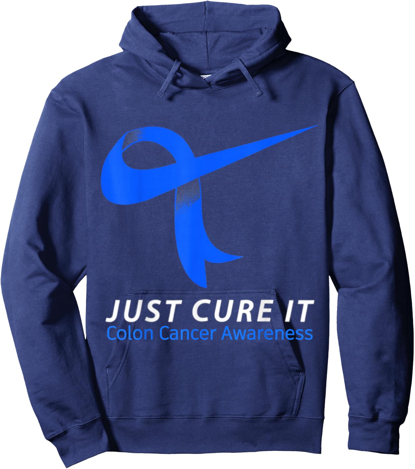 Just Cure It Blue Ribbon Warrior Colon Cancer Awareness Hoodie - Hoodie | Navy