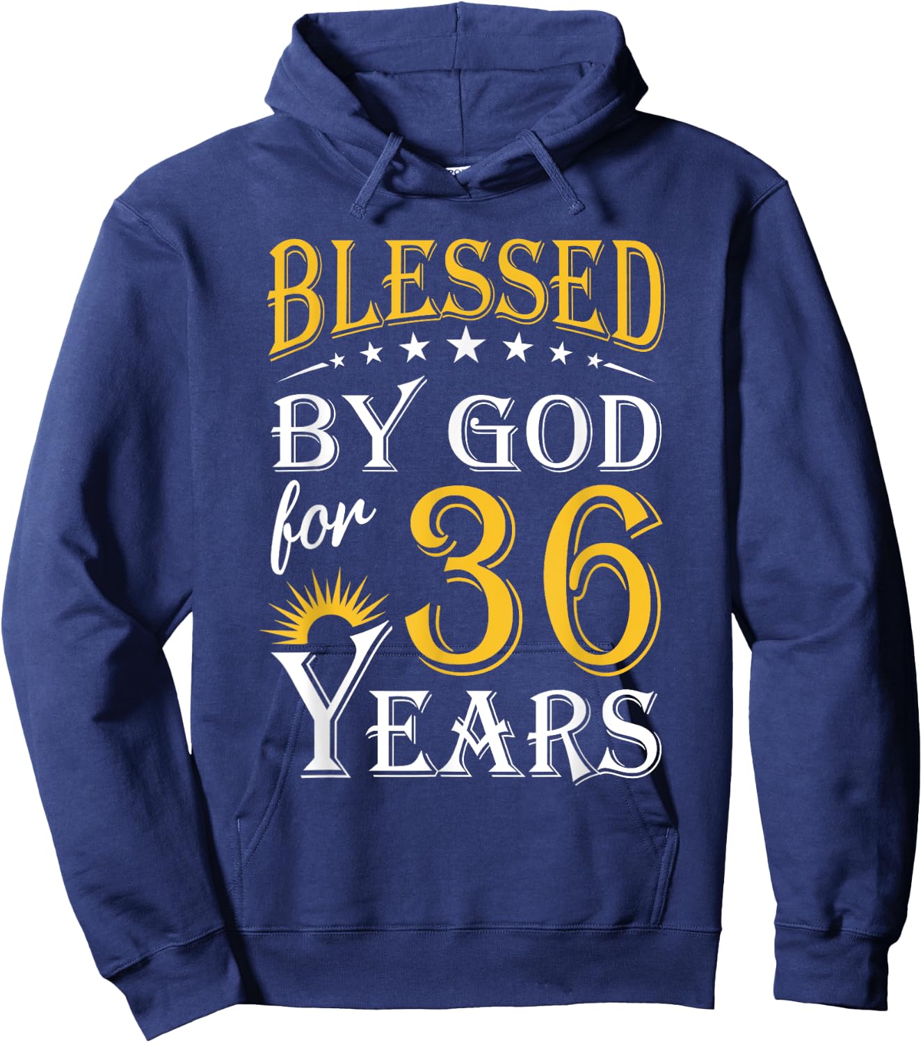 Vintage Blessed by God for 36 years Happy 36th Birthday Hoodie - Hoodie | Navy