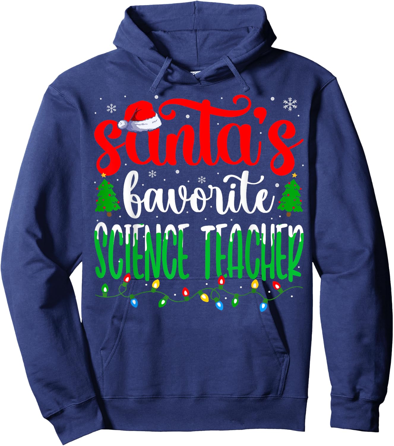 Santa Favorite Science Teacher Funny Teacher Christmas Women Hoodie - Hoodie | Navy