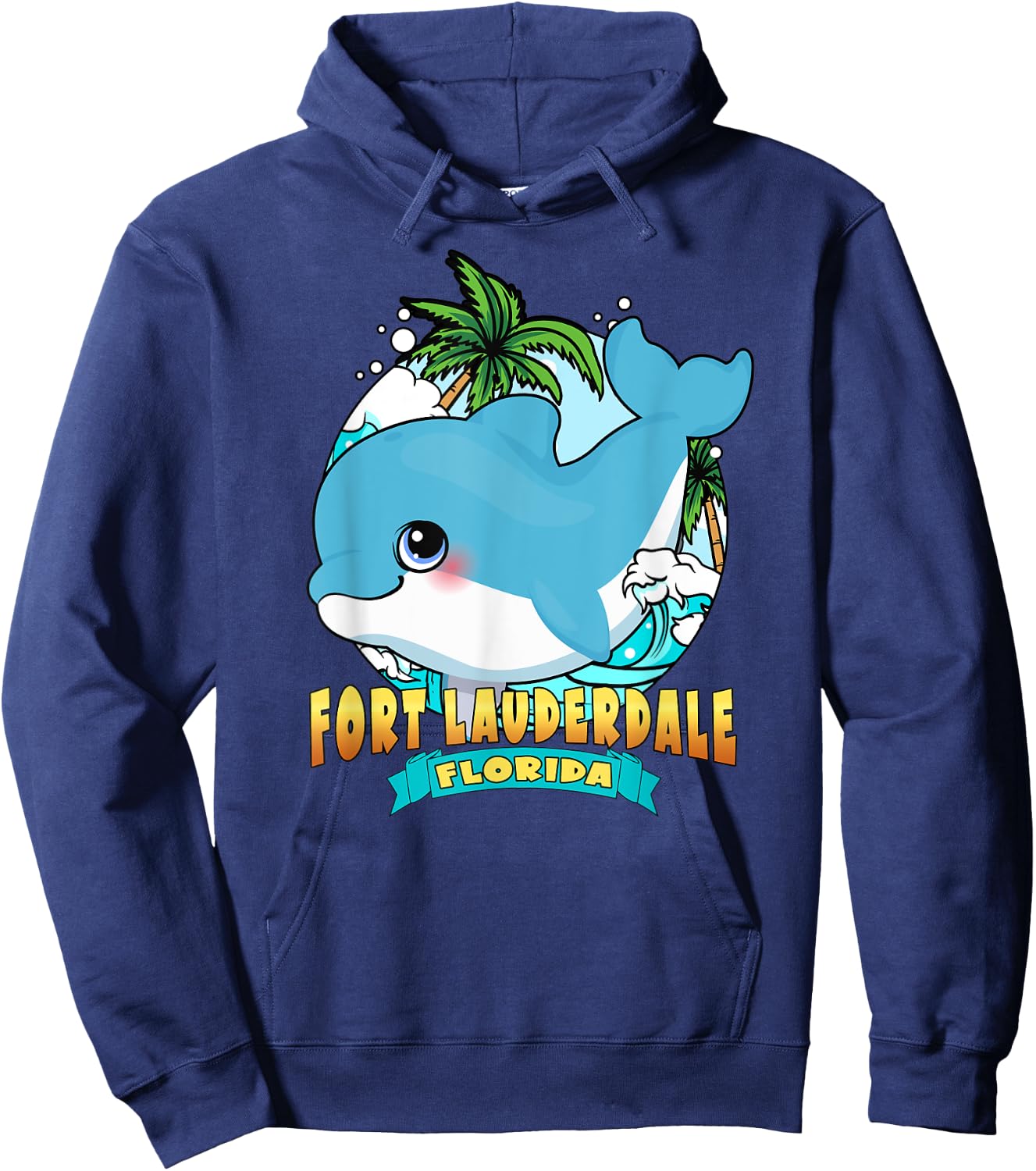 FORT LAUDERDALE FLORIDA | Cute Baby Dolphin Beach Souvenir Men Women Kids Hoodie - Hoodie | Navy