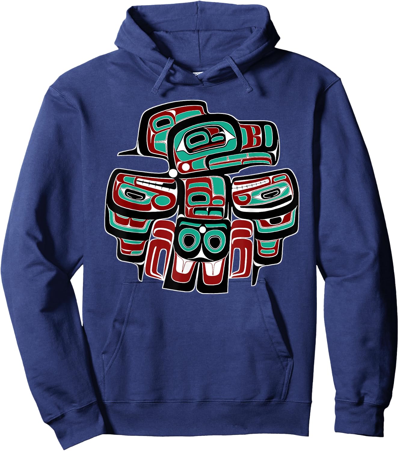 Alaska Native American Art Tlingit Haida Eagle Tribal Clan 2 Hoodie - Hoodie | Navy