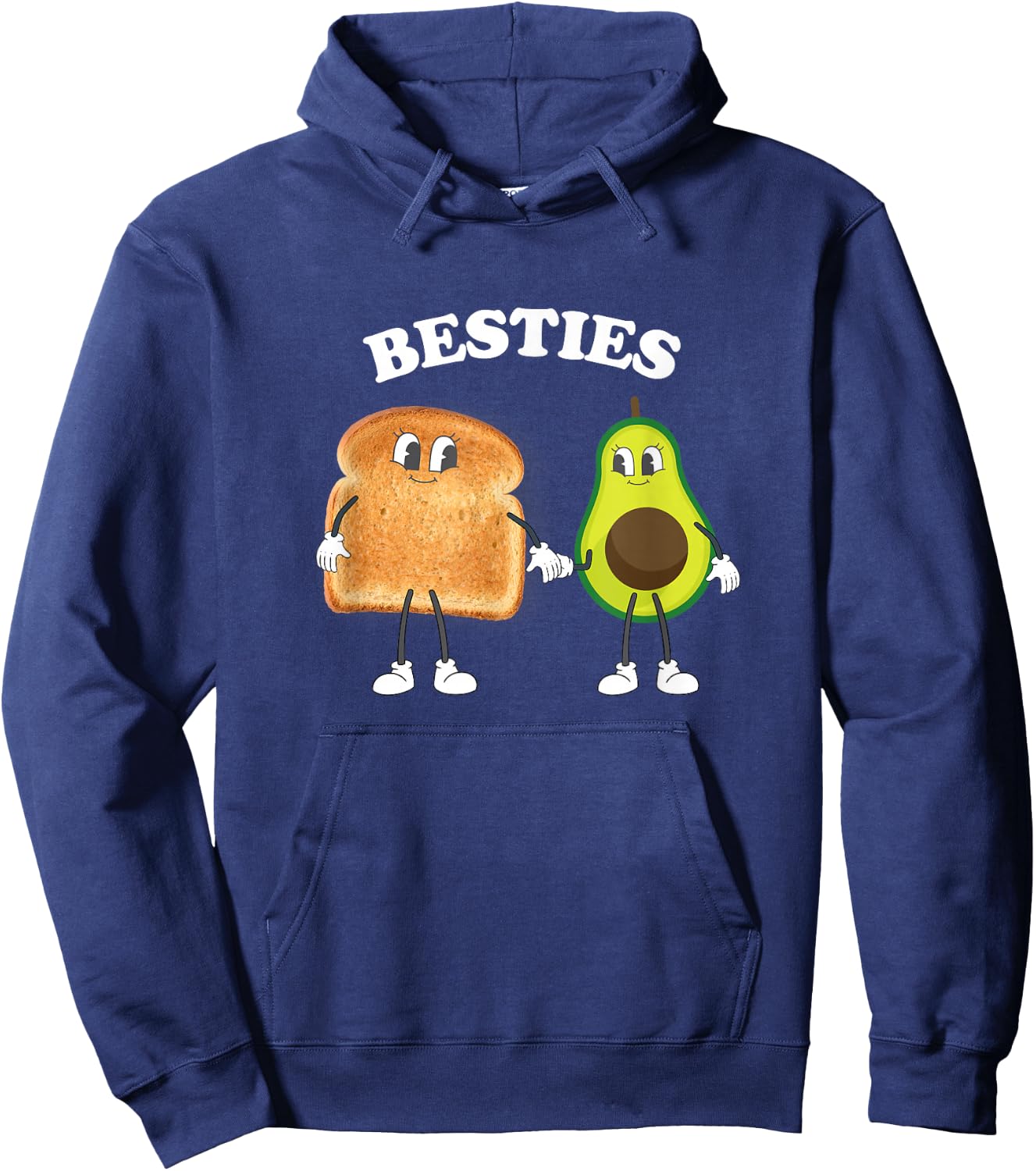 Avocado On Toast Cartoon Best Friends Bestie Besties Vegan Hoodie - Hoodie | Navy