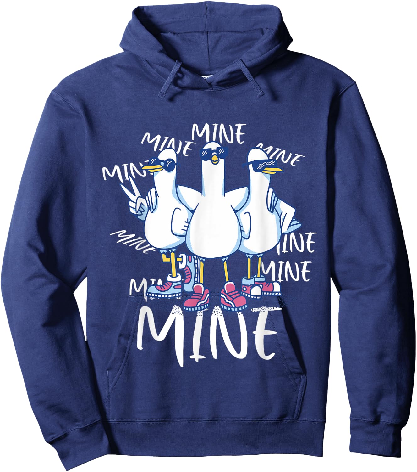 Funny Seagull Saying Mine Funny Pigeon Retro Ocean life Hoodie - Hoodie | Navy
