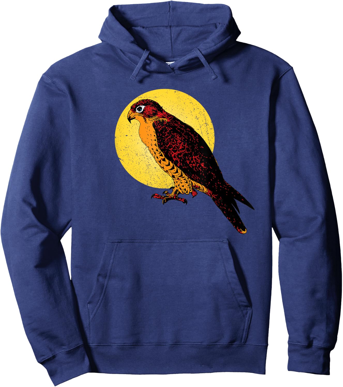 Happy Halloween Orange Falcon Hawk Yellow Moon Light Graphic Hoodie - Hoodie | Navy