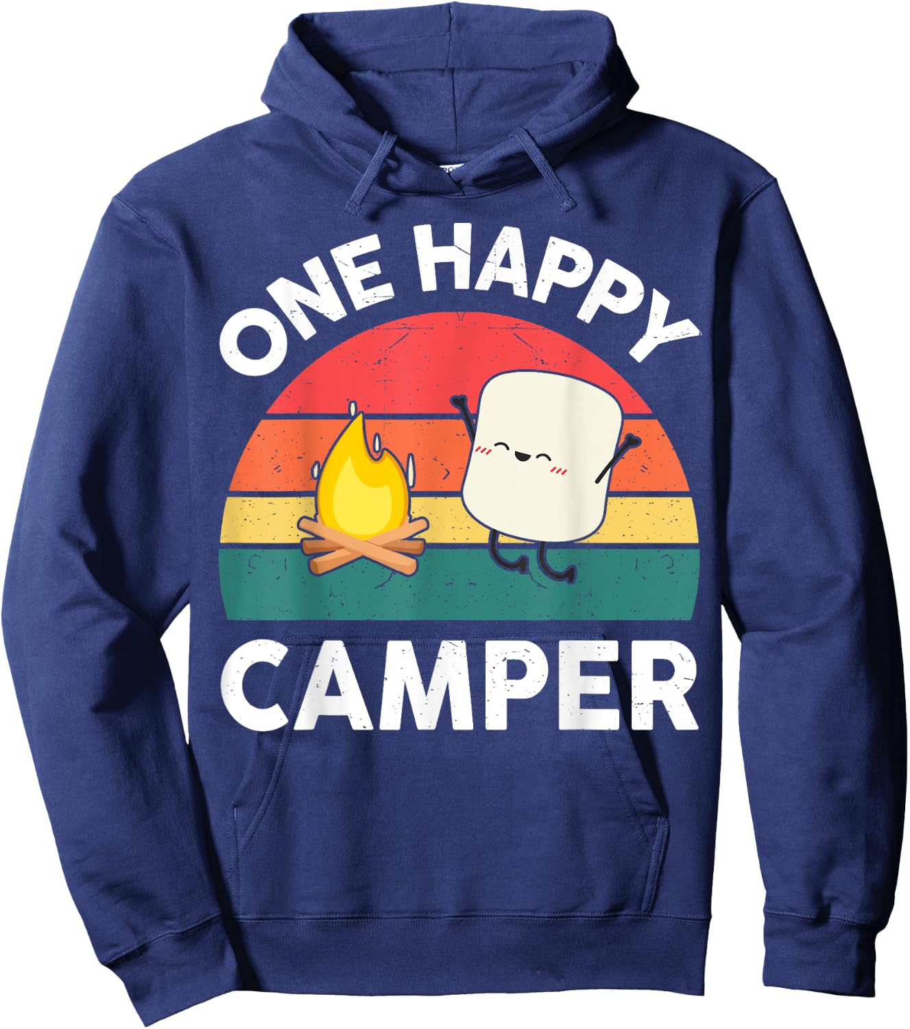 Cute One Happy Camper Kids Toddler Girl Marshmallow Camping Hoodie - Hoodie | Navy