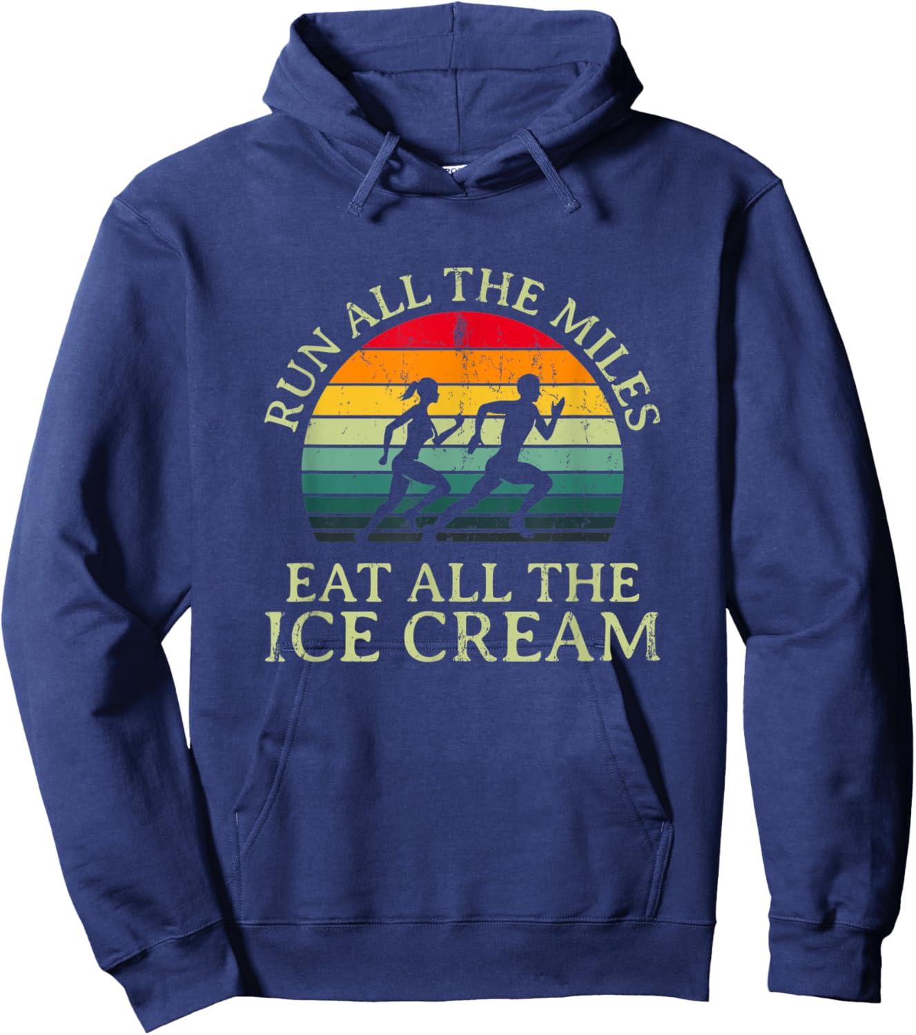 Run All the Miles Eat All the Ice Cream Running Funny Runner Women Hoodie - Hoodie | Navy