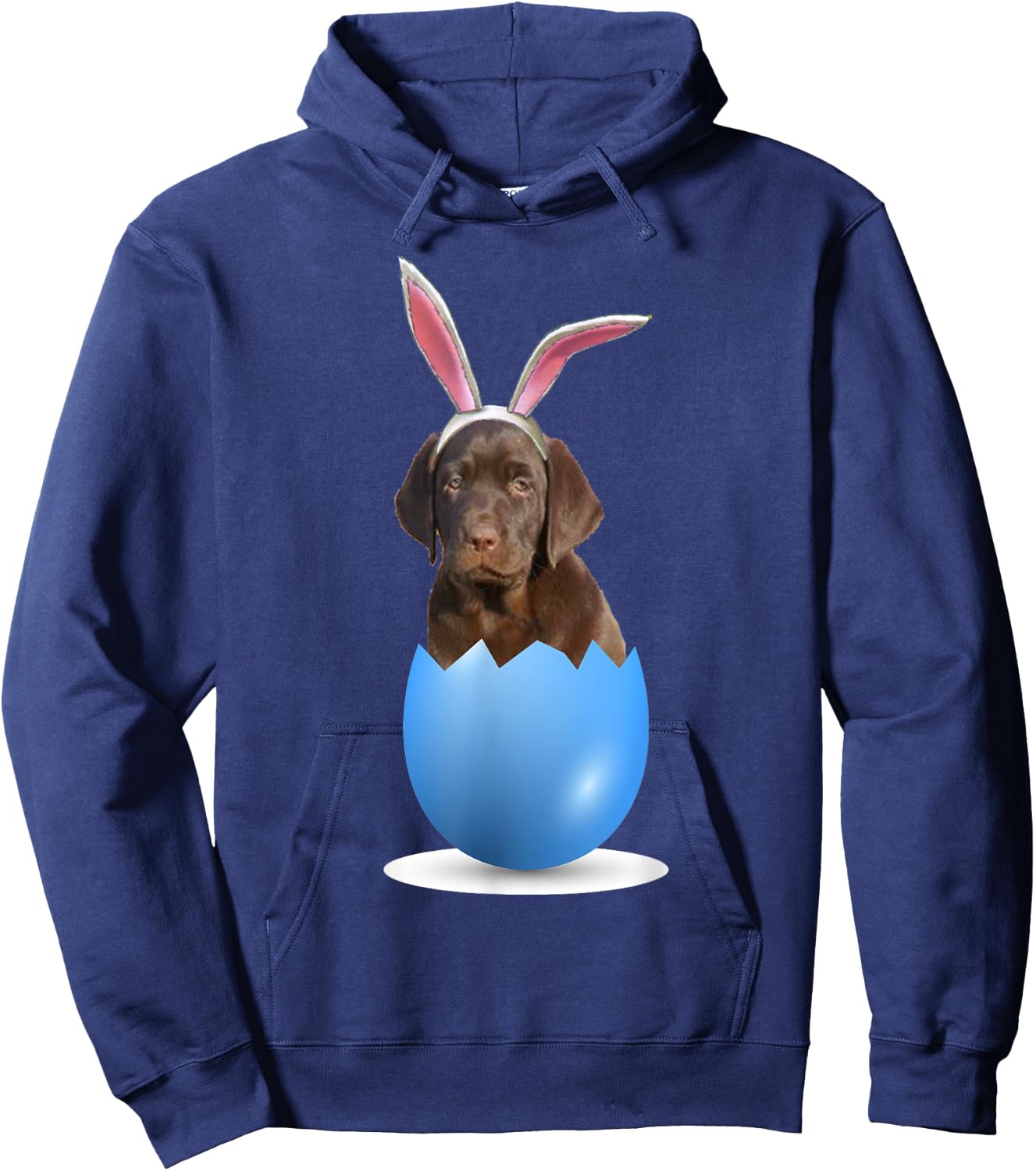 Chocolate Lab Retriever Dog Easter Bunny Egg Hunting Sunday Women Hoodie - Hoodie | Navy