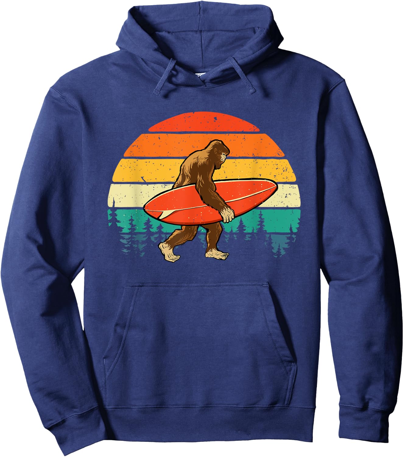 Bigfoot Surfer - Retro Surfingboard Surfing Beach Surfboard Hoodie - Hoodie | Navy