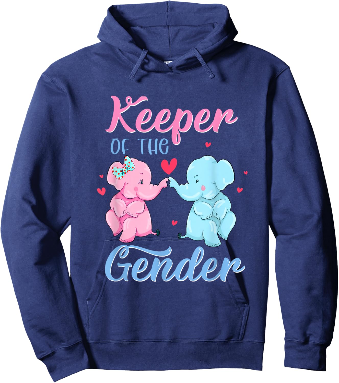 Keeper of The Gender Elephant Pink or Blue Gender Reveal Hoodie - Hoodie | Navy