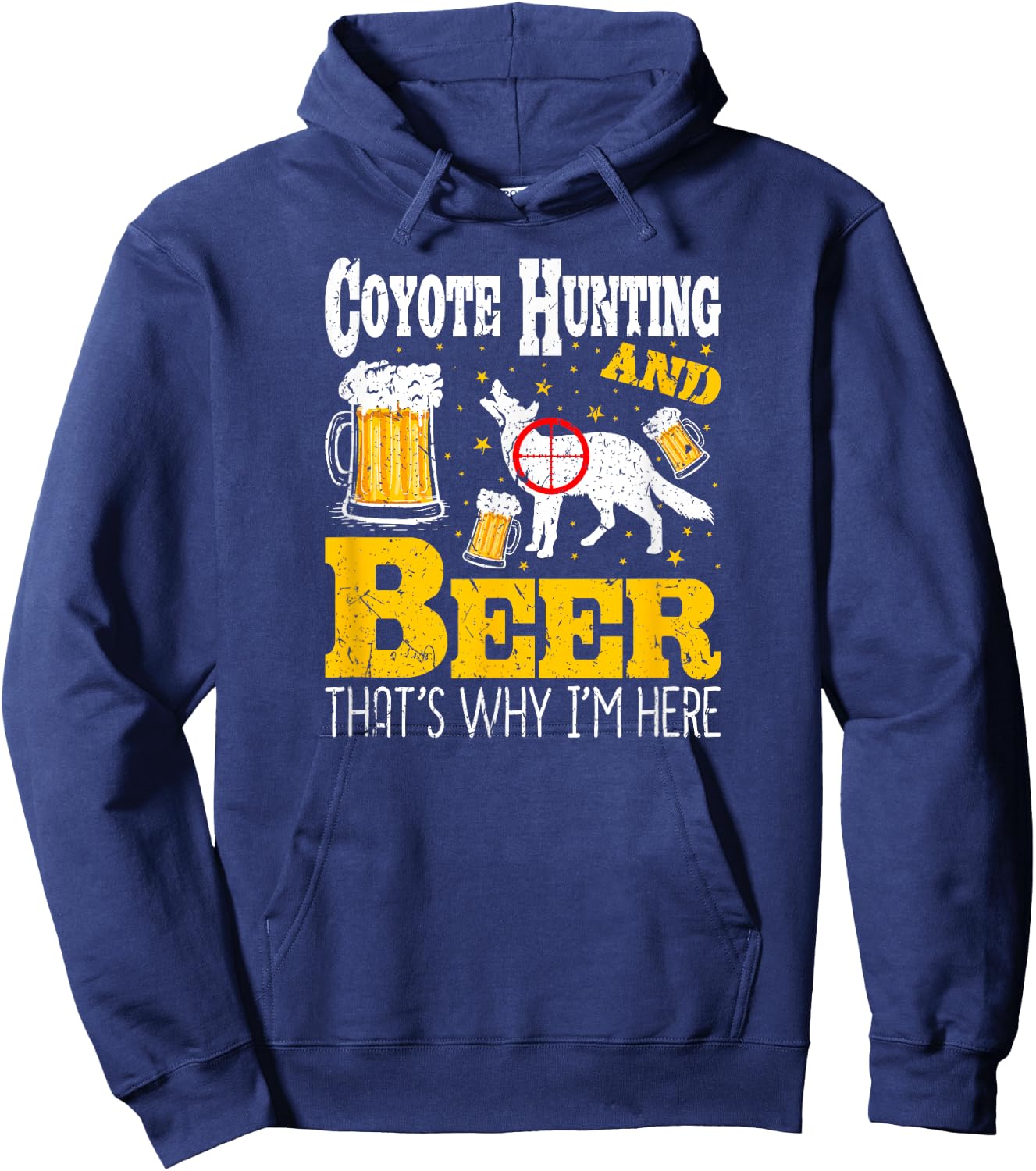 Beer Drinking Funny Coyote Hunting Hoodie - Hoodie | Navy