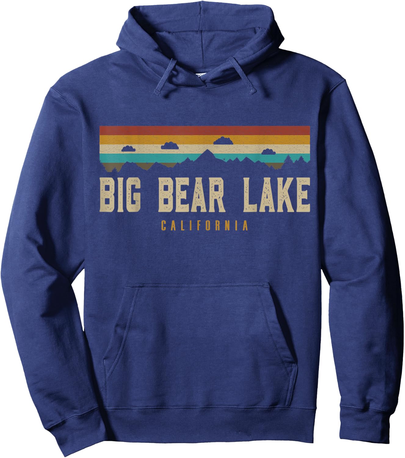 Big Bear Lake Mountains California Hiking Outdoors Retro Hoodie - Hoodie | Navy