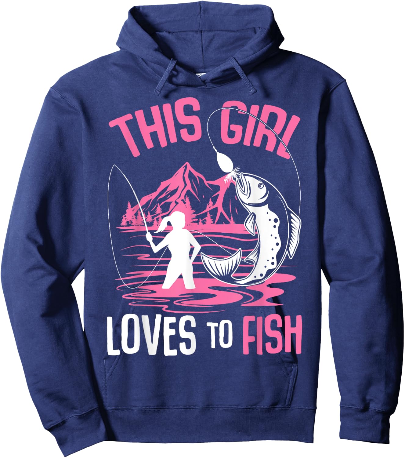This Girl Loves To Fish Fishing Girls Hoodie - Hoodie | Navy