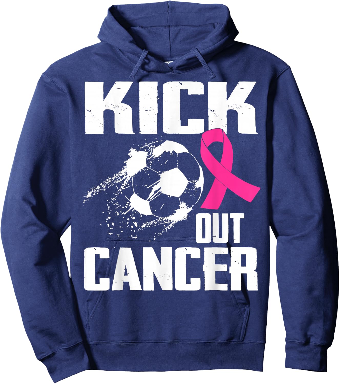 Breast Cancer Survivors Kick Out Cancer Soccer Ball Support Hoodie - Hoodie | Navy
